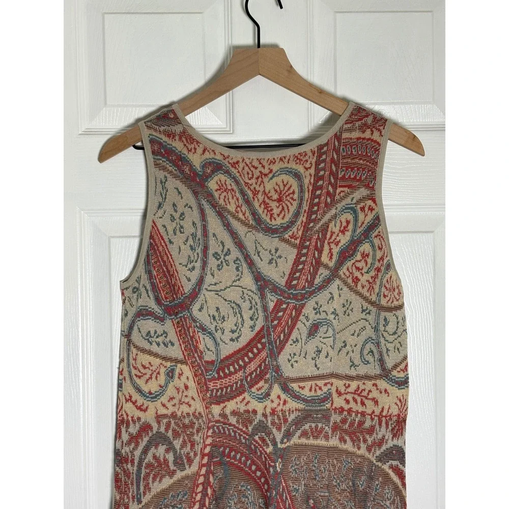 Peruvian Connection  Paisley Knit Sleeveless Midi Sheath Dress Medium‎